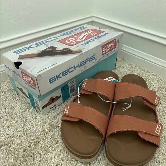Skechers Pink and Brown Sandals with Contoured Footbed - Picture 2 of 2